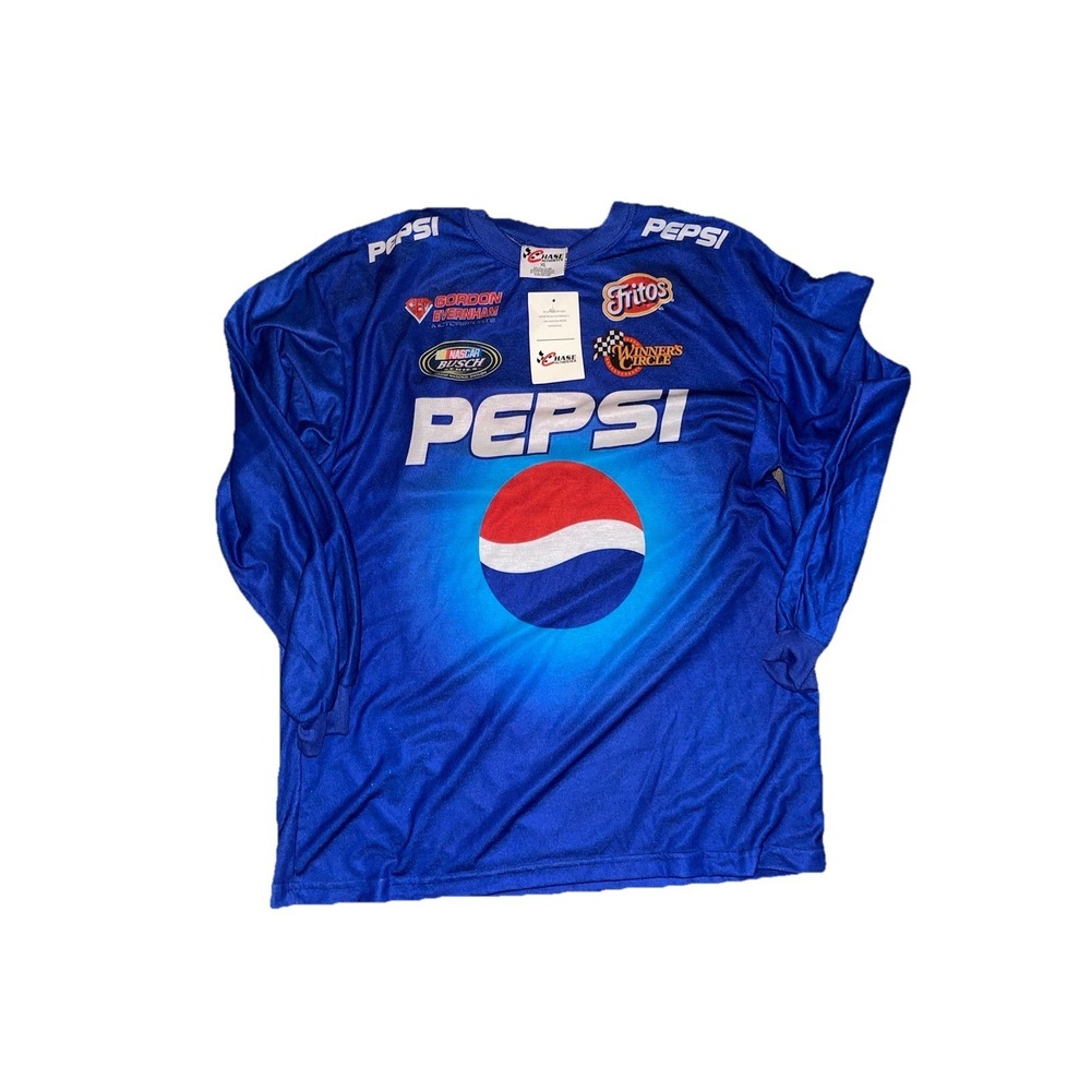 Vintage 1990s Chase Authentics Pepsi NASCAR Busch Series Long Sleeve Shirt Size